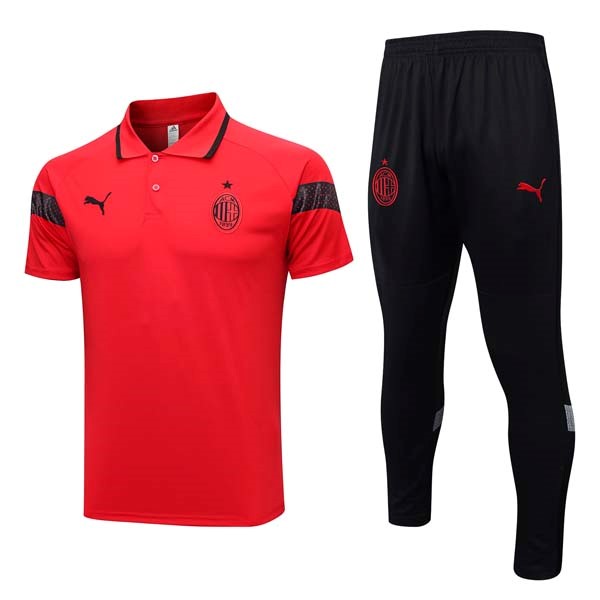 Polo AC Milan Komplett Set 2023-24 Rote Schwarz